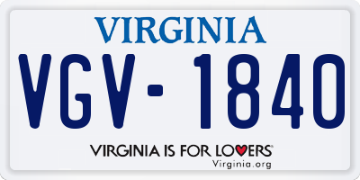 VA license plate VGV1840