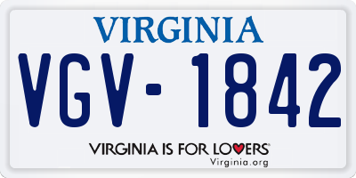 VA license plate VGV1842