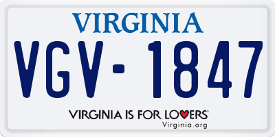 VA license plate VGV1847