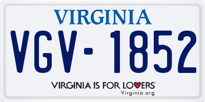 VA license plate VGV1852