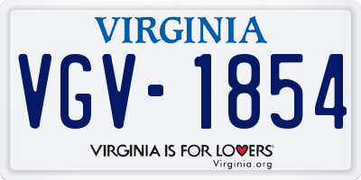 VA license plate VGV1854