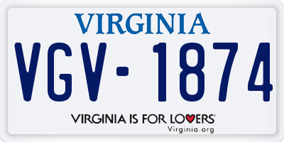 VA license plate VGV1874