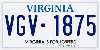VA license plate VGV1875