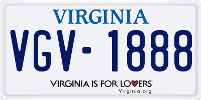 VA license plate VGV1888