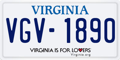 VA license plate VGV1890