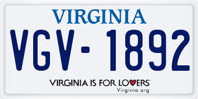 VA license plate VGV1892