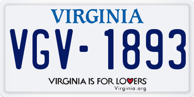 VA license plate VGV1893