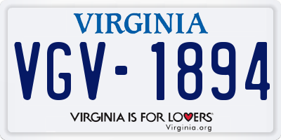 VA license plate VGV1894
