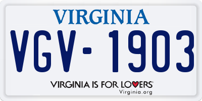 VA license plate VGV1903