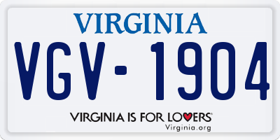 VA license plate VGV1904