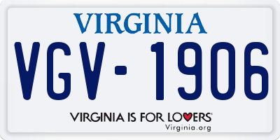 VA license plate VGV1906