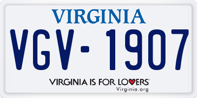 VA license plate VGV1907
