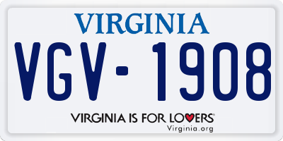 VA license plate VGV1908