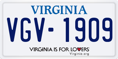 VA license plate VGV1909