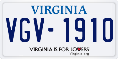VA license plate VGV1910