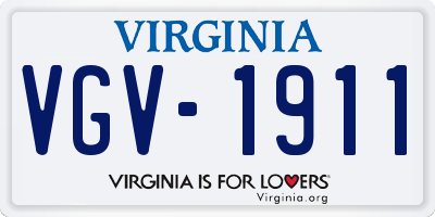 VA license plate VGV1911
