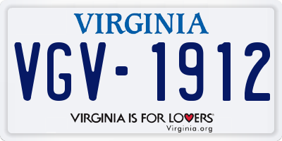 VA license plate VGV1912