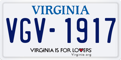 VA license plate VGV1917