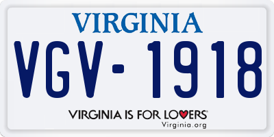 VA license plate VGV1918