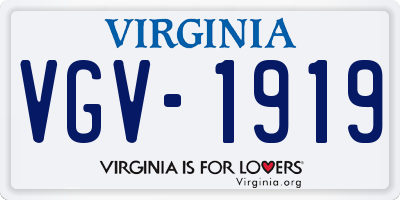VA license plate VGV1919