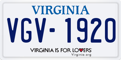 VA license plate VGV1920