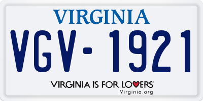 VA license plate VGV1921