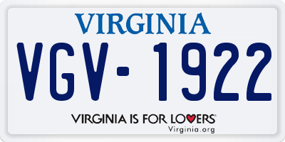 VA license plate VGV1922