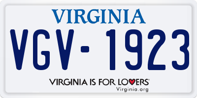 VA license plate VGV1923