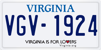 VA license plate VGV1924