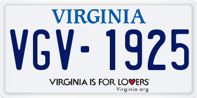 VA license plate VGV1925
