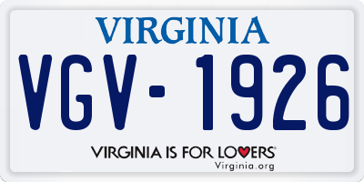 VA license plate VGV1926