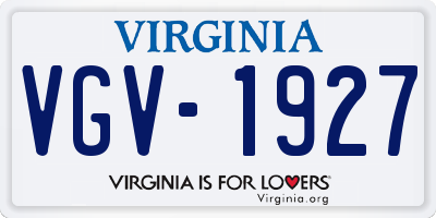 VA license plate VGV1927