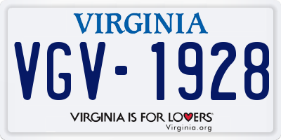 VA license plate VGV1928