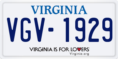 VA license plate VGV1929