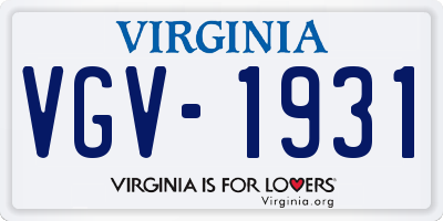 VA license plate VGV1931