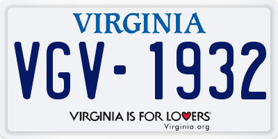 VA license plate VGV1932