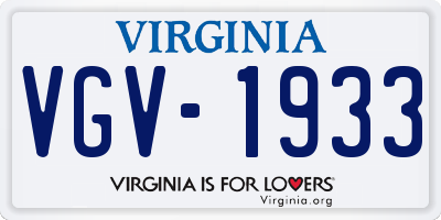 VA license plate VGV1933