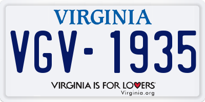 VA license plate VGV1935