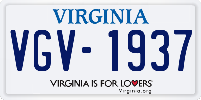VA license plate VGV1937