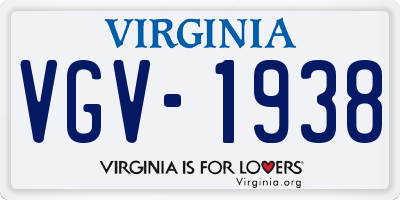 VA license plate VGV1938