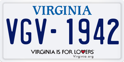 VA license plate VGV1942