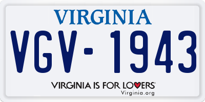 VA license plate VGV1943