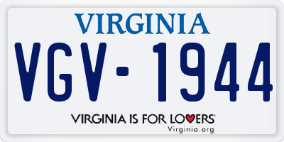 VA license plate VGV1944
