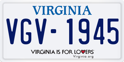 VA license plate VGV1945