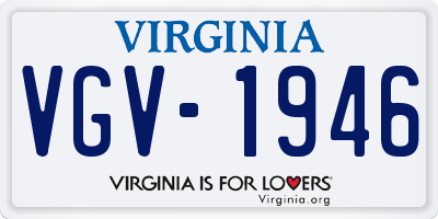 VA license plate VGV1946