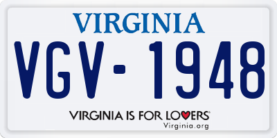 VA license plate VGV1948