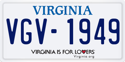 VA license plate VGV1949