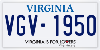 VA license plate VGV1950