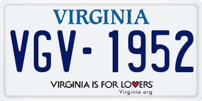 VA license plate VGV1952