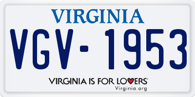 VA license plate VGV1953
